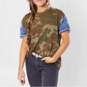Free people we the free ringer tshirt camo combo nwot size small oversized